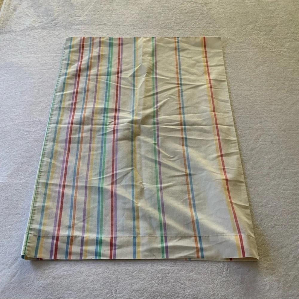 Vtg Burlington Caress Rainbow Stripe Pillowcase